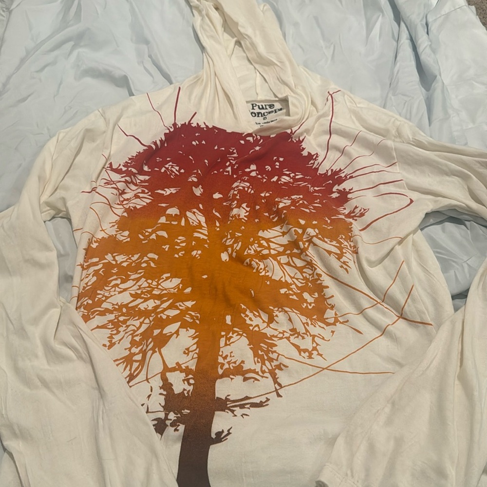 New never worn size small hooded, thin, long sleeve t